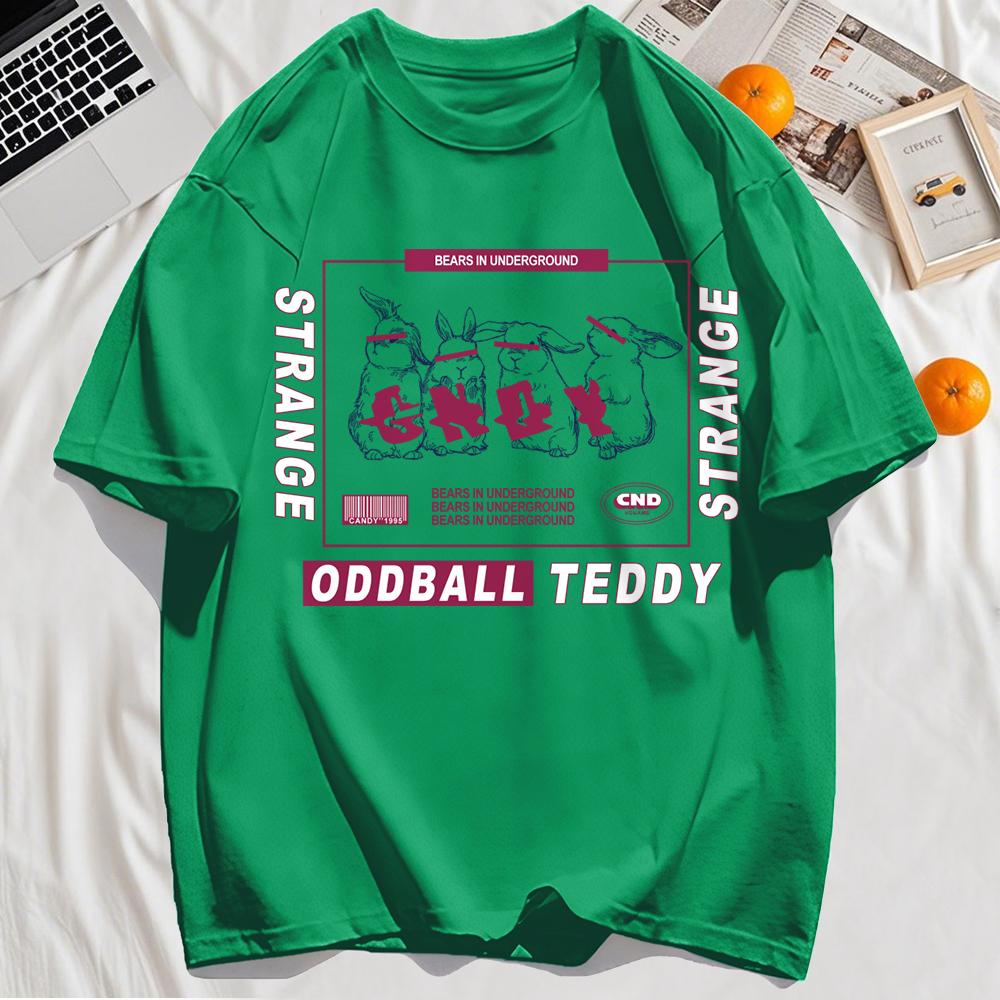 

Странные кролики Чудаковатый Тедди Принт Футболка Мужская Хлопок Круглый вырез Футболки Свободная одежда Лето Мягкий Короткий рукав 3XL