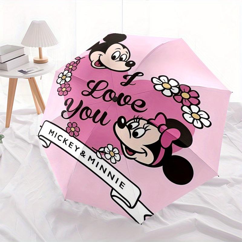 1pc Mickey,Minnie Automatic Folding Umbrella: Compact 8 Bone Design Cartoon Outdoor Travel Companion, Business Umbrella, Christmas Valentine