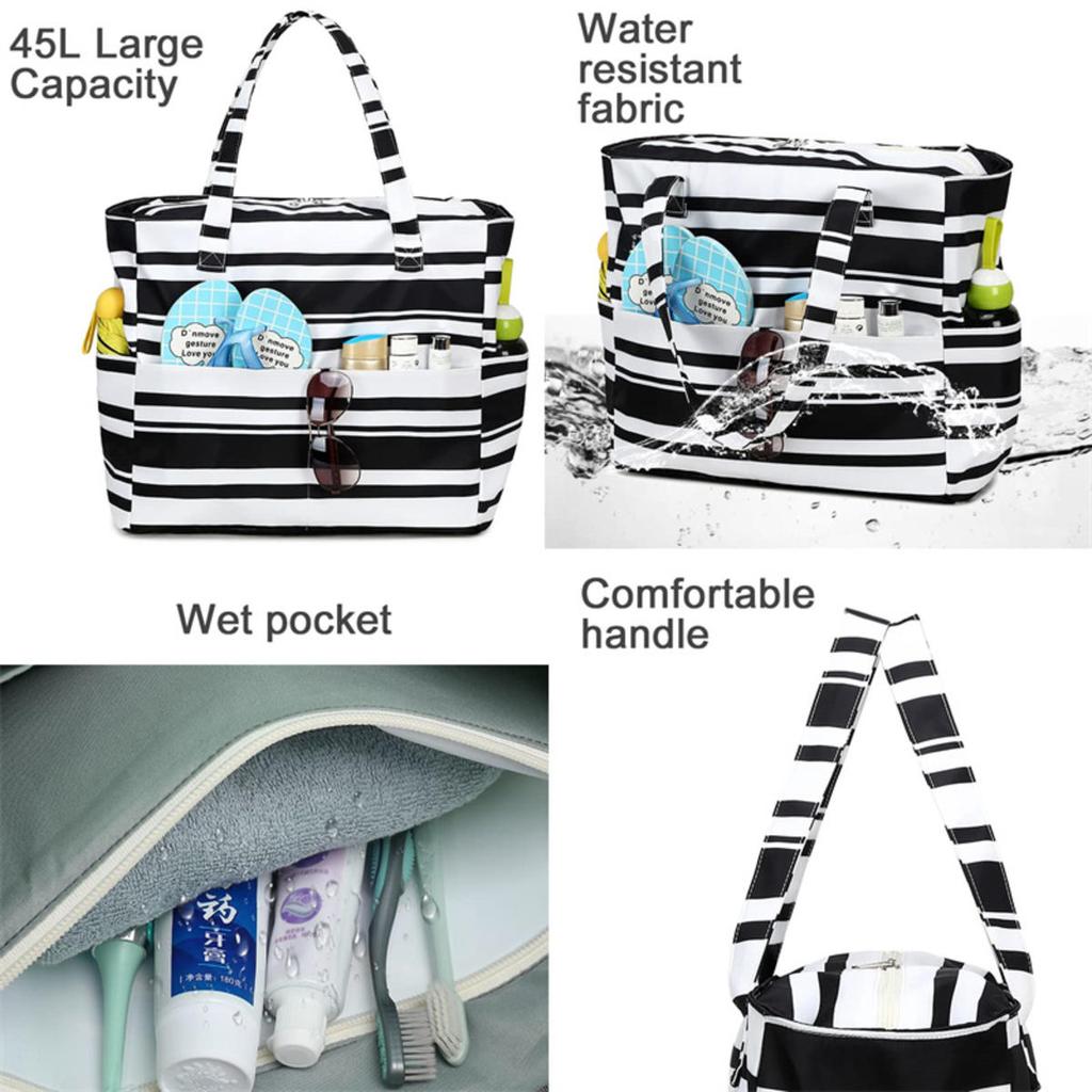 Beach Tote Bag Waterproof Foldable Large Capacity Lightweight Portable Travel Storage Bag for Outdoor Swimming Vacation