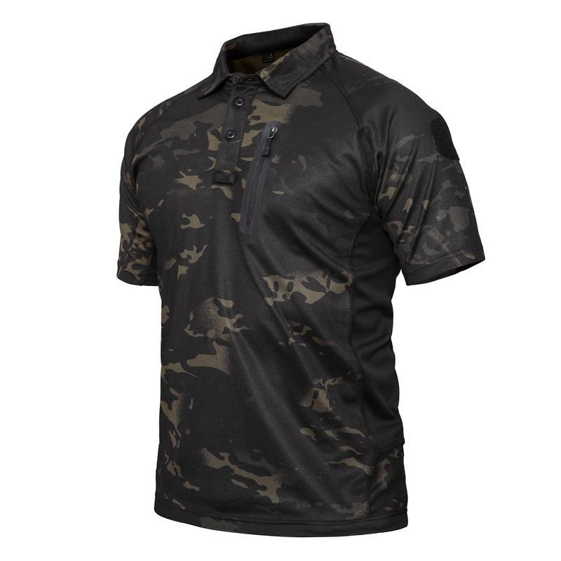 Men's Tactical T-Shirts Quick Dry Breathable Lightweight Short Sleeve with Zip Pocket Outdoor Hiking Casual Sports Tops