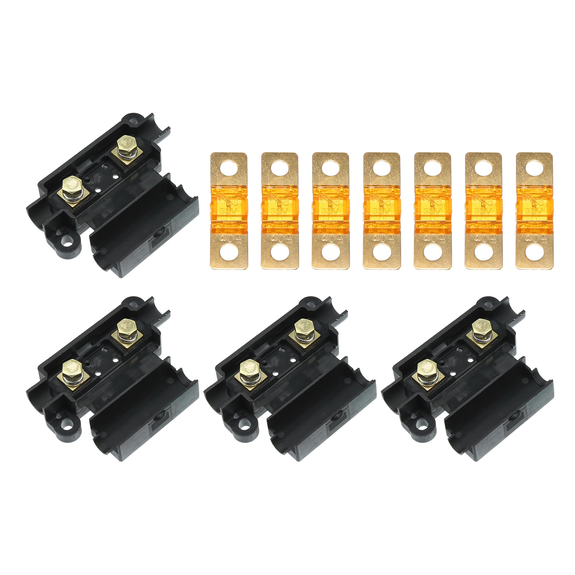 

X AUTOHAUX Fuse Holder Fuse Box Fuse Cap 40A Fuse Kit 4 ANS Holder