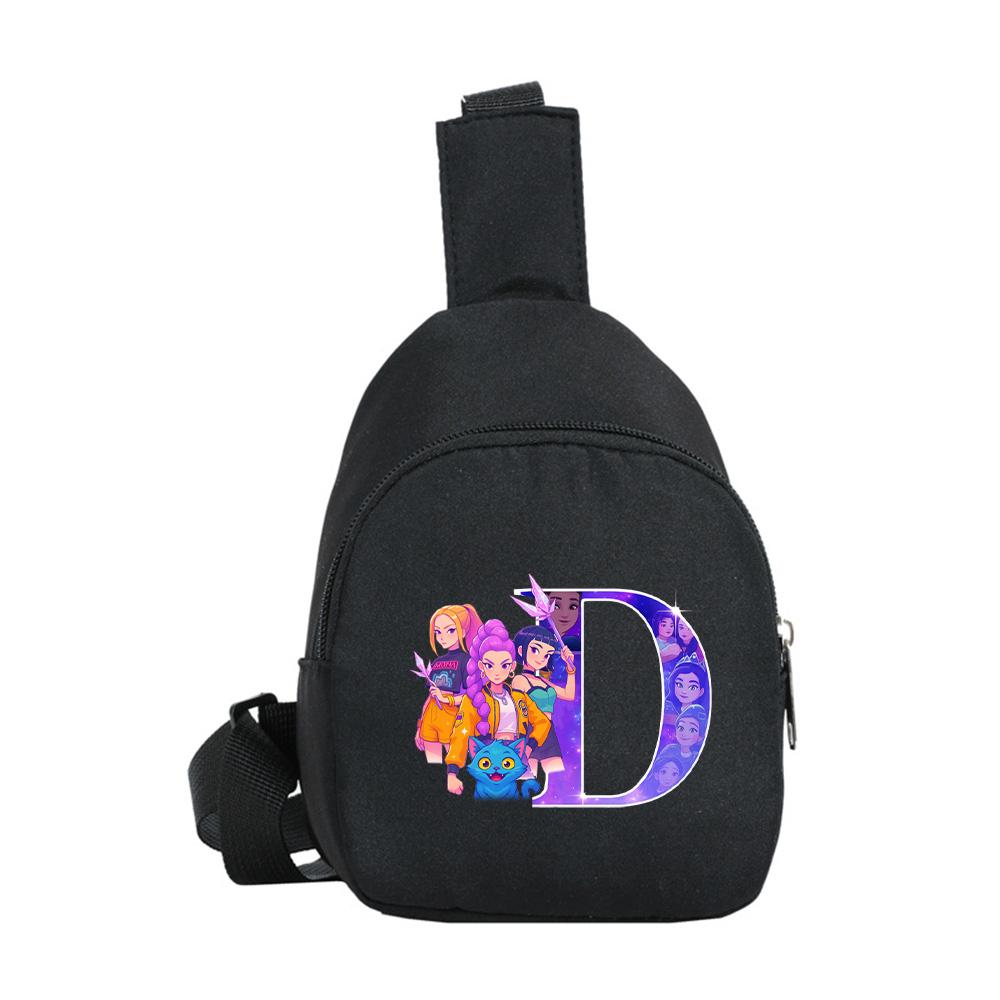 Kreslený 26 Anglické Písmeno K-Pop Lovci Démonov Potlačený Kawaii Hrudný Vak pre Chlapca Dievča Taška cez Rameno Študent Prenosná Crossbody Taštička Vianočný Darček