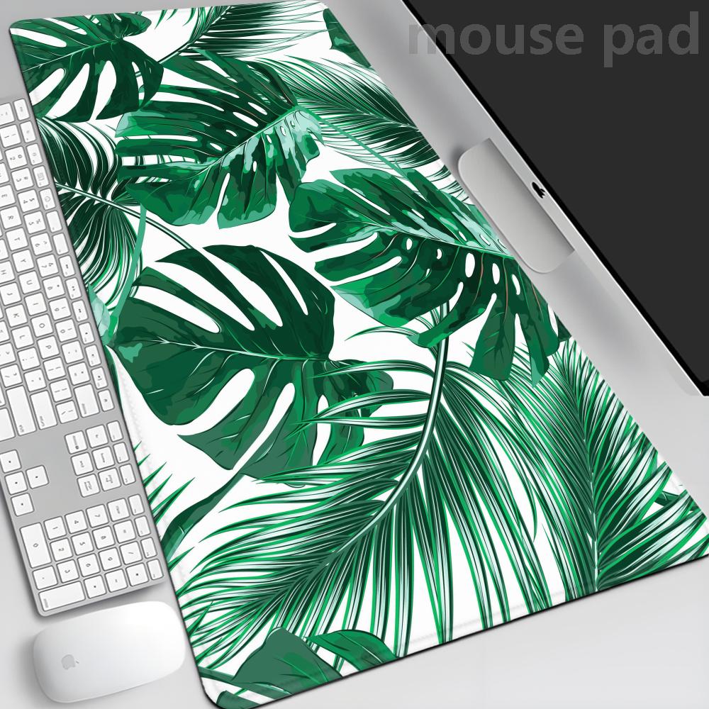 Green Tropical Plants Desk Mat Mousepad Computer Deskmat x Mouse Pad Kawaii Office Accessories Pc Table Rug Xxl Mouse Mats