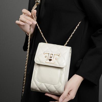 2024 Damska Torba Crossbody na Telefon z Wysokiej Klasy Skóry Naturalnej - Mini Torba na Ramię z Łańcuszkiem