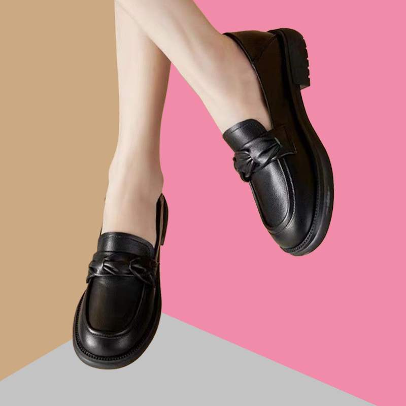 Platform loafers high-heeled small leather shoes British style one-pedal thick-heeled soft-soled single shoes