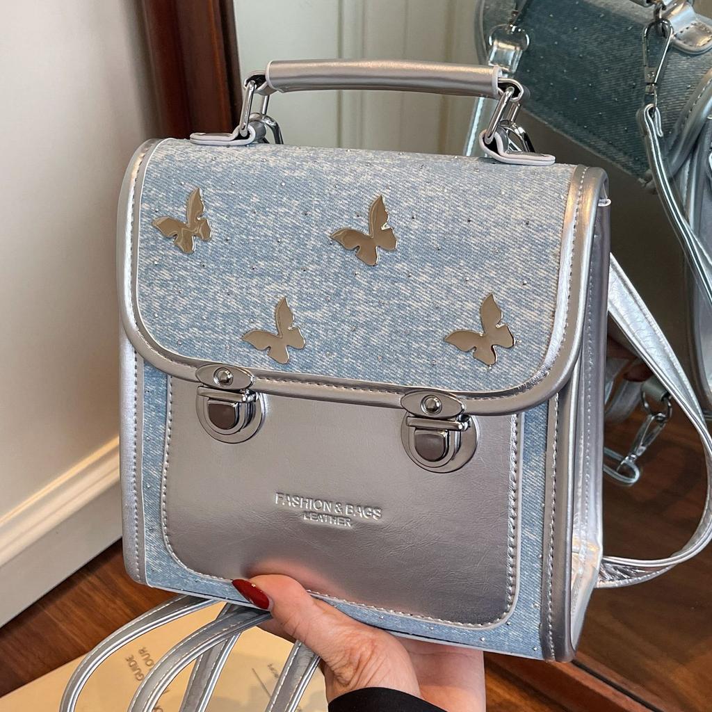 Trend backpack women's 2025 summer new color matching butterfly premium sense niche simple commuter handbag