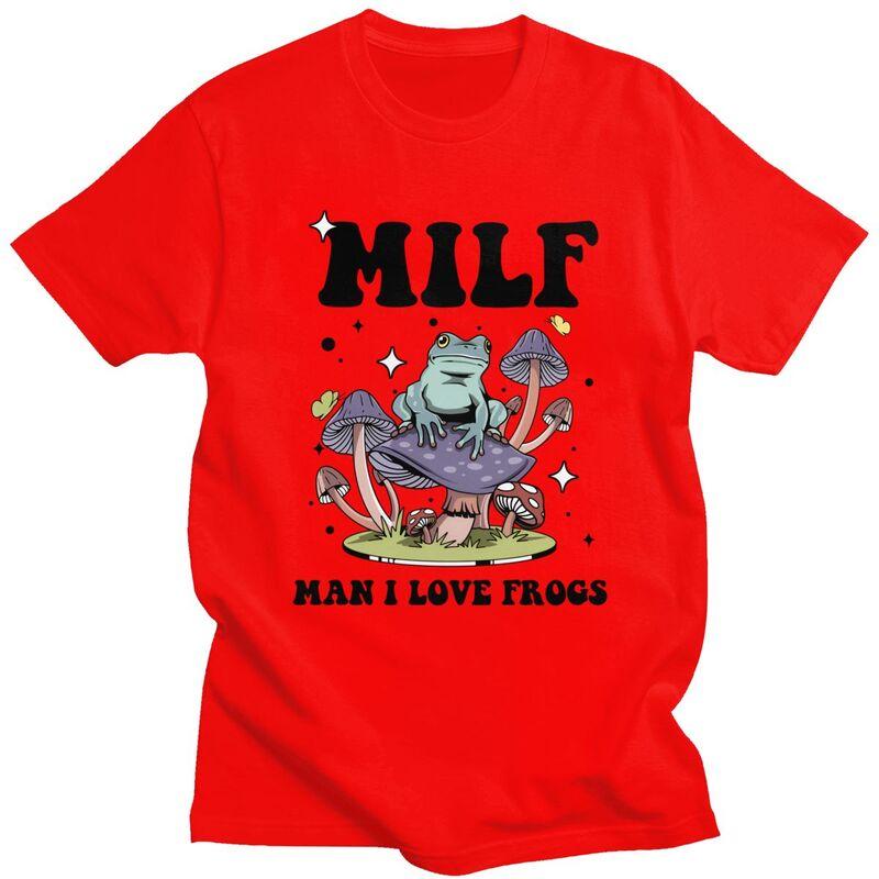 

MILF Man I Love Frogs T Shirts for Men Pure Cotton Tee Tops Fathers Day Gift Tshirt Casual Tshirt Clothing S