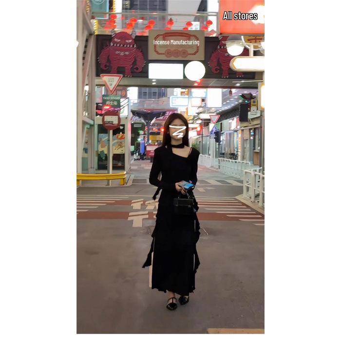 

2026 French Long Sleeve Autumn Dress Set for Women - High-End Petite Skirt Collection XL чорний