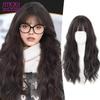 WTB Peruka Damskie długie włosy Pełna głowa z grzywką Naturalne włosy syntetyczne Falowanie wody Codzienny Pełny komplet peruk