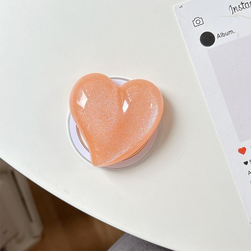 Glitter Solid Color Love Mobile Phone Airbag Bracket Magnetic Suction Retractable Lazy Support Frame Desktop Women'S Model