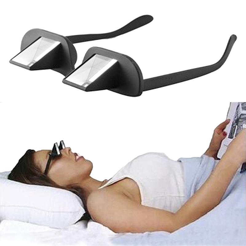 KAMMPT Mens Novelty Glasses Lay Down Watching TV Black Eyewear Women High Quality Lazy Horizontal Glasses