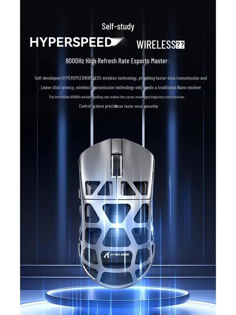 Attack Shark R3 Gaming Mouse: Lightweight Magnesium Alloy with PAW3395 Sensor, Three-Mode Bluetooth Wireless, and 4K/8K Support