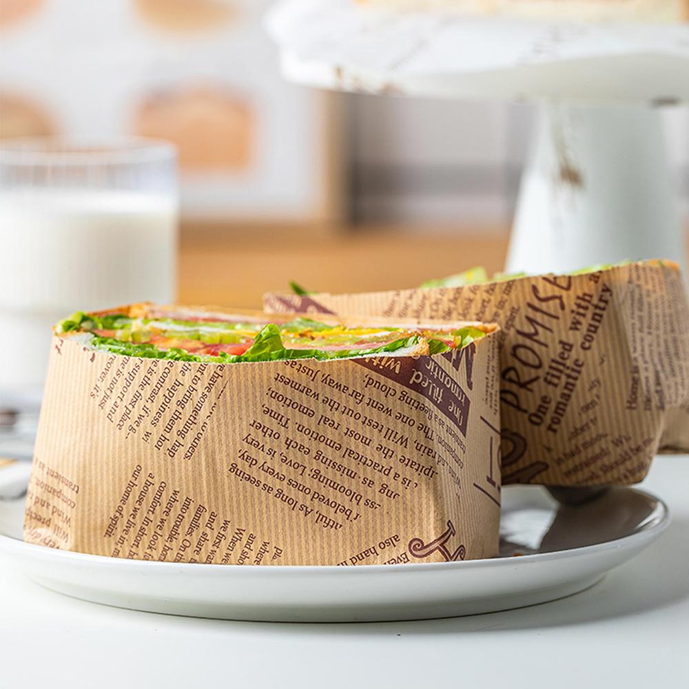 50Pcs Sandwich Wrappers Food Wax Paper Hamburger Fries Bread Baking Oil Paper Wrapping Baking Tools