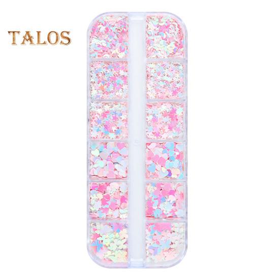 

Русалка, радужные блестки для ногтей, 12 сеток, звезда, луна, сердце, кролик, бабочка, блестящие блестки для дизайна ногтей, различные стили, маникюр, блестки разноцветный