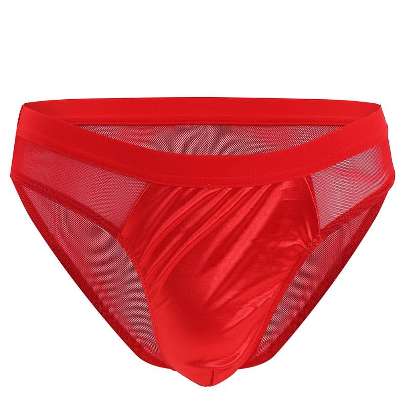 Men Sexy Briefs Ultra-Thin See-Through Underwear Low Waist Pouch Underpants Transparent Mesh Panties Breathable Sissy Lingerie
