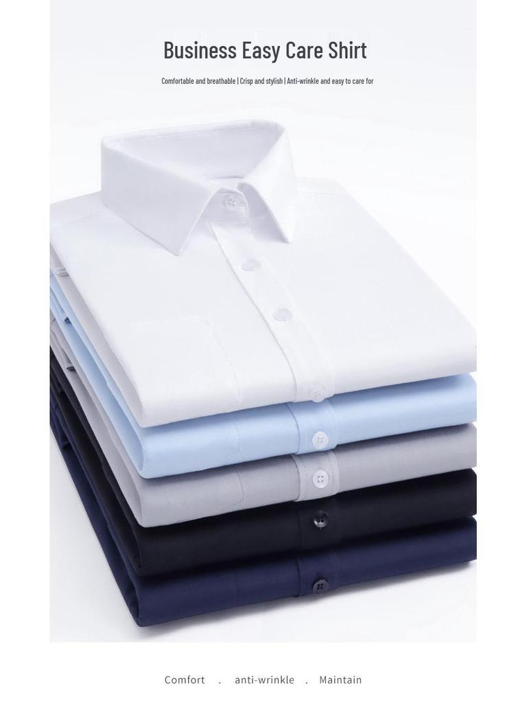 Men's Korean Style Long/Short Sleeve White Shirt - Casual & Formal Wear for Spring & Summer