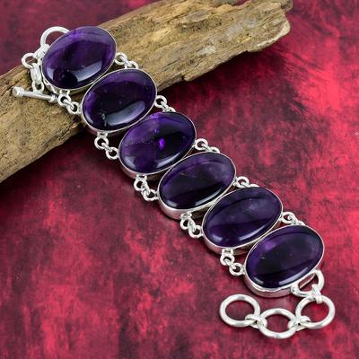 Star Amethyst Bracelet, Gemstone 925 Solid Sterling Silver Jewelry, Natural Jewelry, Handmade Adjustable Chain Bracelet For Mom Jewelry