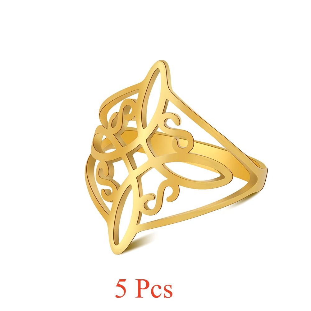 LIKGREAT Witchcraft Witch Knot Ring Stainless Steel Jewelry for Women Men Wiccan Good Luck Protection Amulet Birthday Gifts