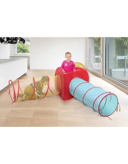 LUDI - Multitunnel léger et pliable - Rouge - Dès 2 ans - 120cm x 45cm