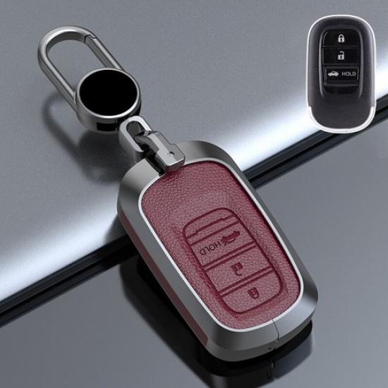 Zinc Alloy Leather Car Remote Key Fob Case Cover For Honda Civic Vezel Accord