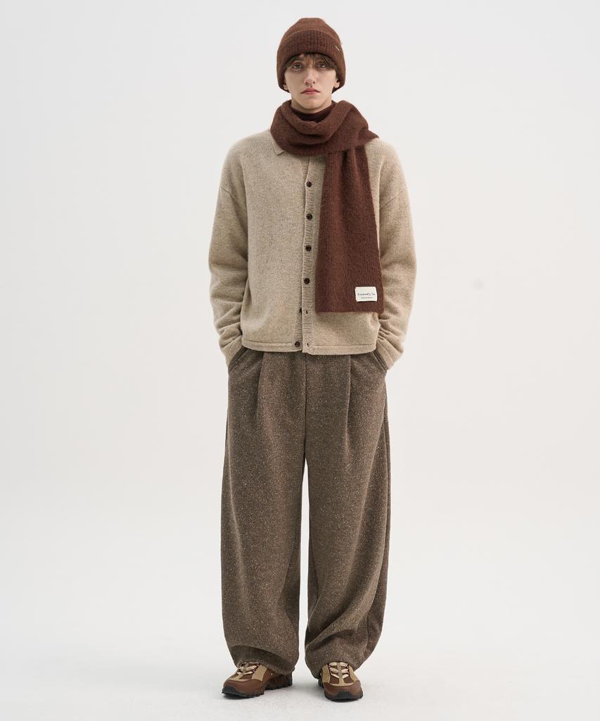 TRIP LE SENS [F/W] Neuf Texture One-Pleat Curved Elastic Waist Pants_Melan Brown