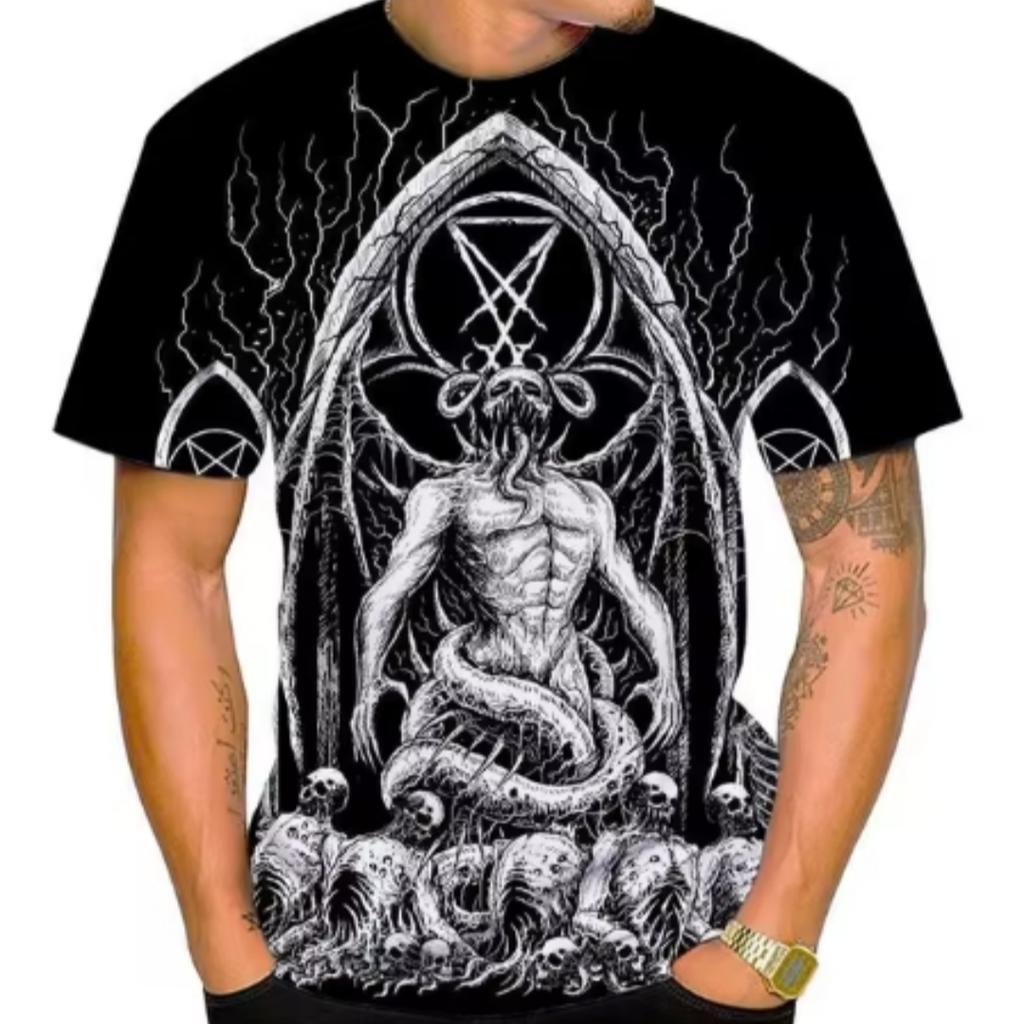New Devil Satan 3D Printed Men's T-shirts Summer Fashion Harajuku Hip Hop Casual Tees Streetwear Personality Round Neck Y2k Tops