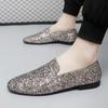 Modne męskie oddychające mokasyny z miękką podeszwą Błyszczące męskie skórzane loafersy wsuwane Wygodne buty do jazdy na co dzień Biznesowe penny loafersy