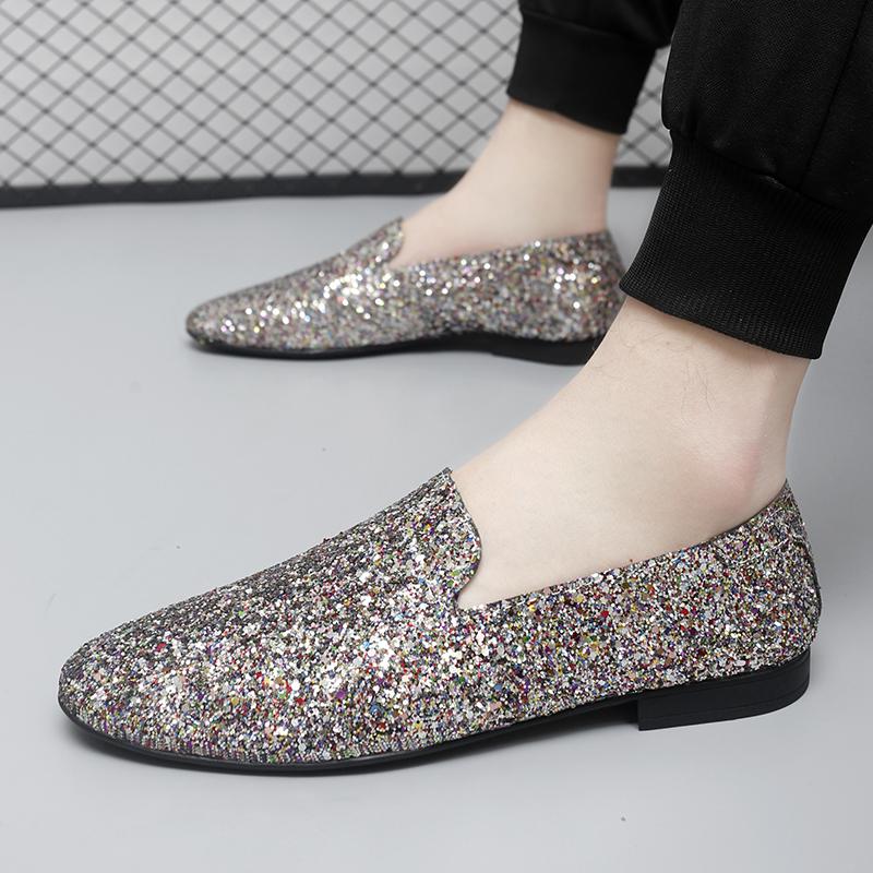 Modne męskie oddychające mokasyny z miękką podeszwą Błyszczące męskie skórzane loafersy wsuwane Wygodne buty do jazdy na co dzień Biznesowe penny loafersy