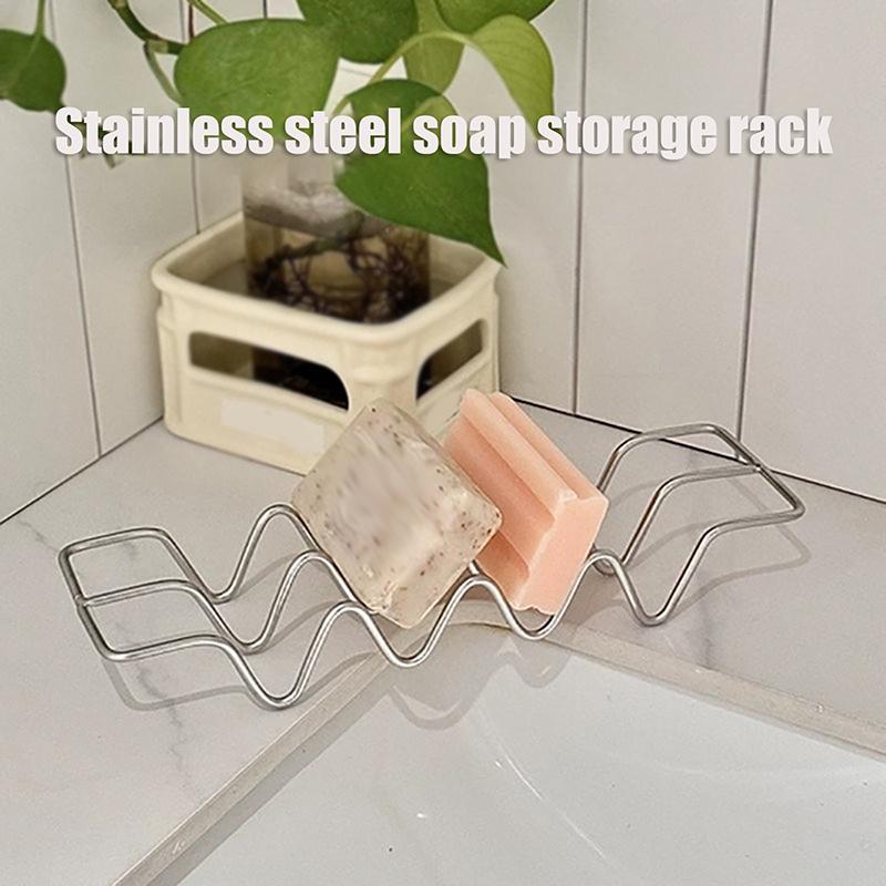 Stainless Steel Ins Style Soap Rack Shelf Kitchen Dish Household Draining Countertop Basin Soap Holder Bathroom Accessories