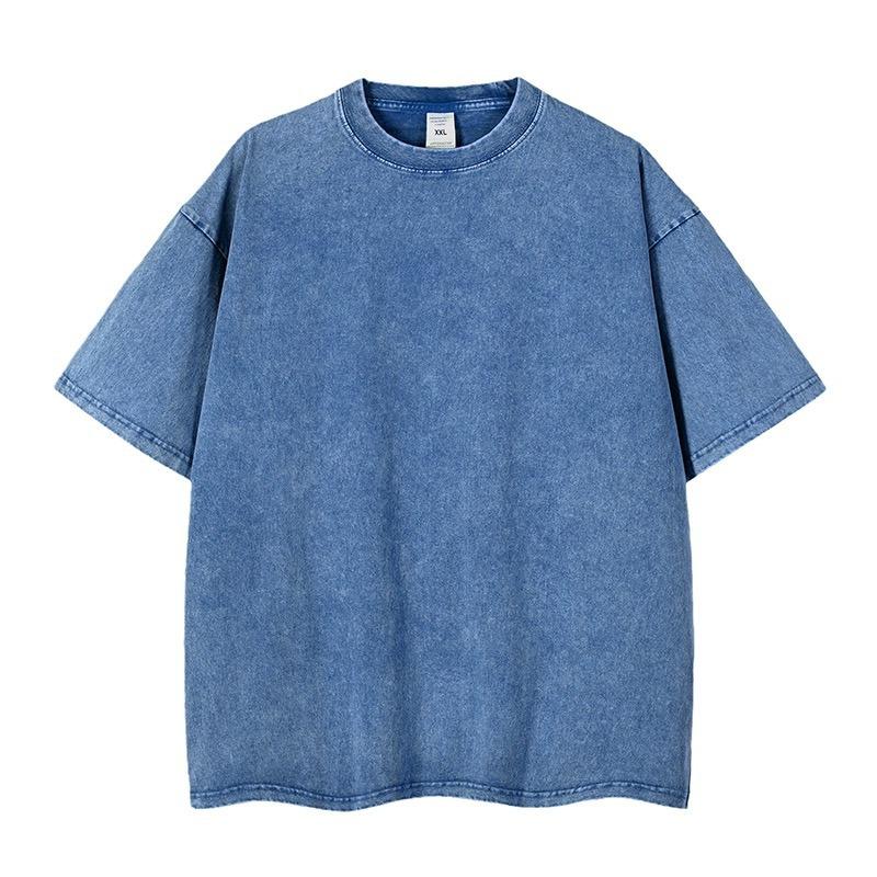 European & American 230g Distressed Loose T-Shirt, Drop Shoulder, High Street Trend, Short Sleeve.
