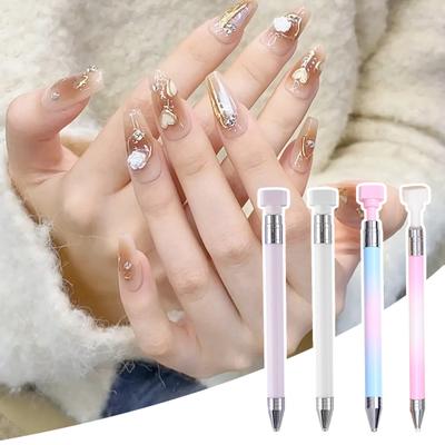 1 Set Rhinestone Picker Tool with Refills DIY Nail Art Rhinestone Painting Decoration Dotting Refillable Wax Pen Rotatable Rhinestone Pick-up Tools