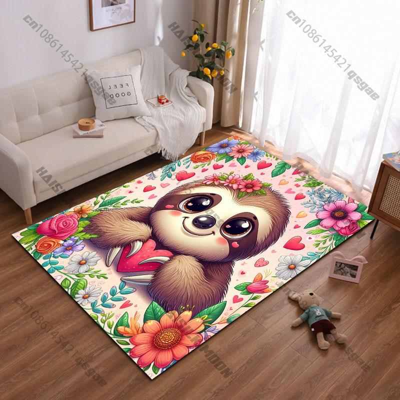Love nature flowers cute sloth carpet Yoga living room room decor children's crawling mat doormat area rug games mat