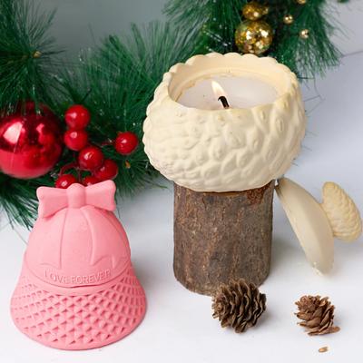 DIY Christmas Candle Jar with Lid Mold Plaster Concrete Epoxy Storage Box Casting Silicone Mold Crafts Gifts Party Holiday Decor