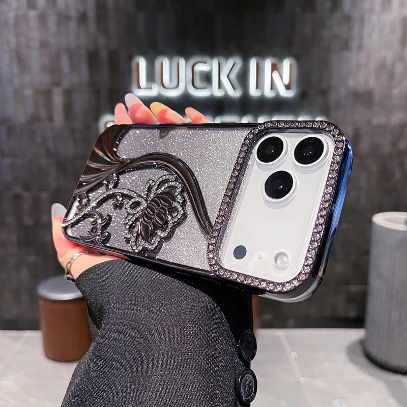 Glitter Diamond Floral Vine Electroplated Protective Case for iPhone 17 Pro Max