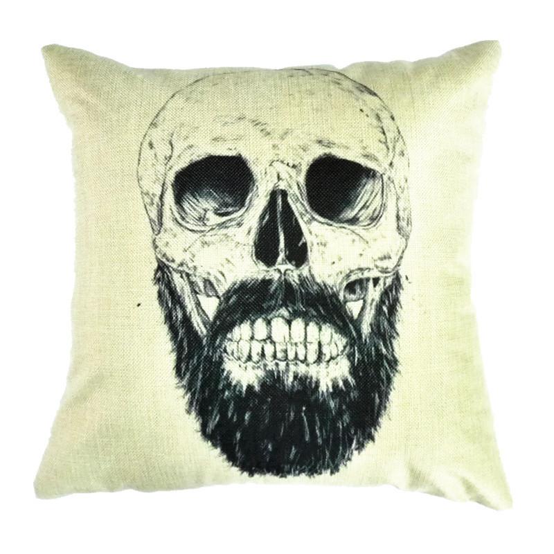 Totenkopf Kissenbezug Aus Leinenstoff Für Heimdekoration Und Wohnzimmer