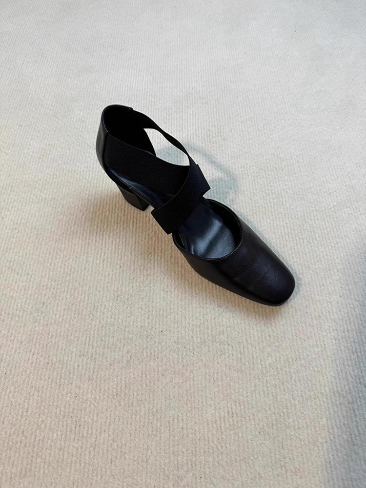 Vintage Versatile Ballet High Heels Children 2025 New Thick Heel Cross Belt Hollow Casual Bag Head Sandals