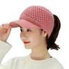 Knitted Hat Empty Top Plush Lining Casual Peaked Stretchy Keep Warm Solid Color Autumn Winter Women Sports Cap for Outdoor