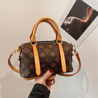 Vintage Printed Boston Pillow Bag New Niche Commuter Handbag Contrasting Color Single Shoulder Oblique Span Bag