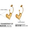 Elegant Asymmetric Heart Pendant Earrings - Gold Plated Stainless Steel