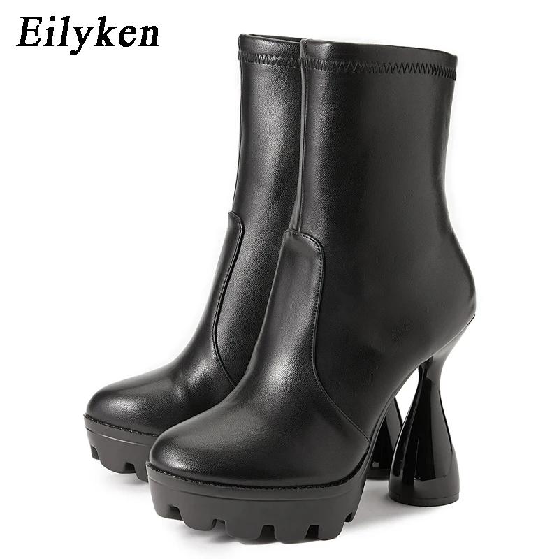 Eilyken Fashion Platform Women Ankle Boots Roman Round Toe Strange Style Chunky Heels Stripper Shoes Tacones Mujer