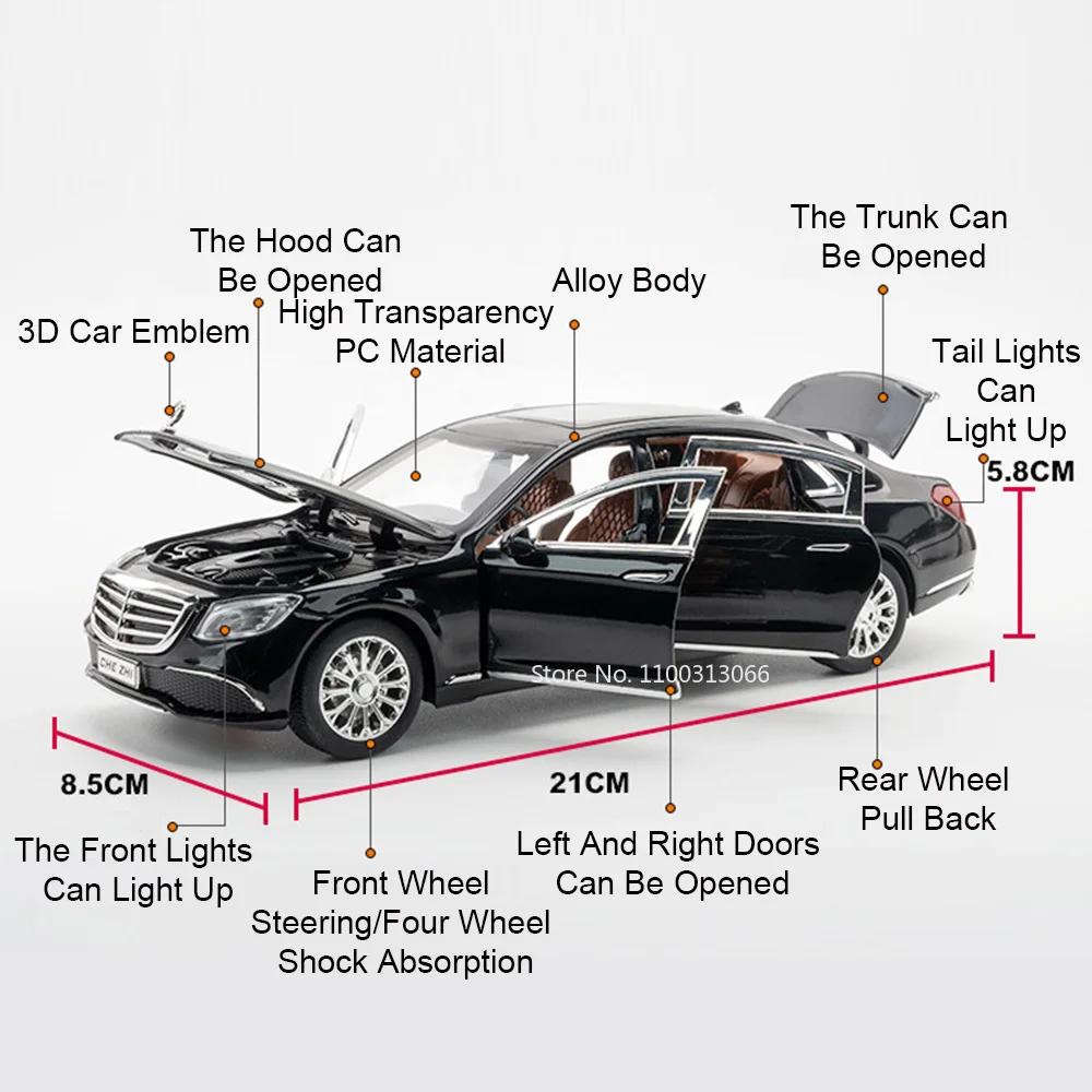 1:24 E300eL GLE350 Models Cars Alloy Toys 6 Doors Opened Miniature Car with Pull Back Light Music Vehicles Boys Collection Gifts