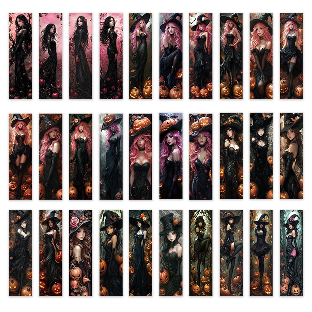 

32pcs, Black Pink Gothic Witch bookmarks, Halloween, perfect for teachers, readers and book lovers, birthday gift