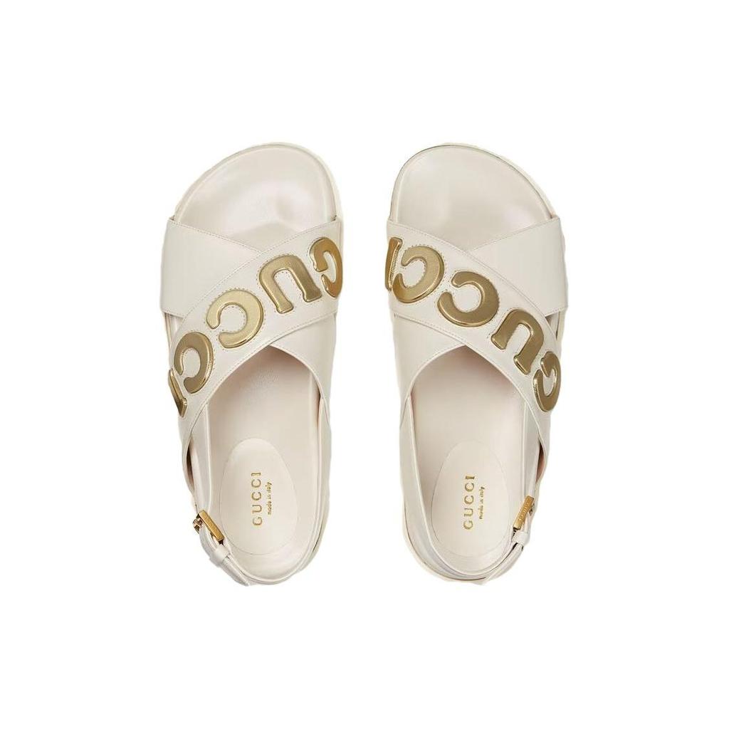 Gucci Wmns Sandal 'White Metallic Gold' Women's 738691 AAB3K 9267