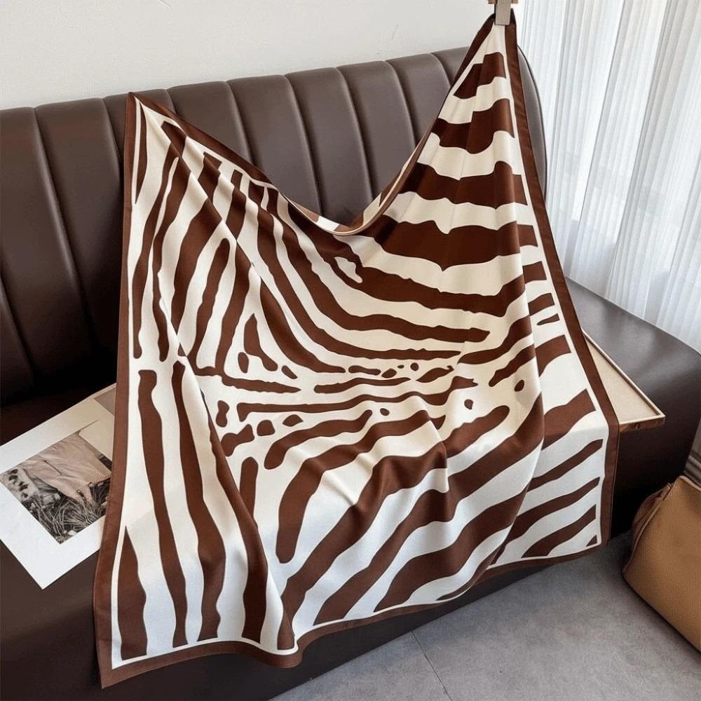 Lightweight Stripes Square Headscarf Patterned Shawl Printed Silk Scarf 90 CM Square Scarf  Beach