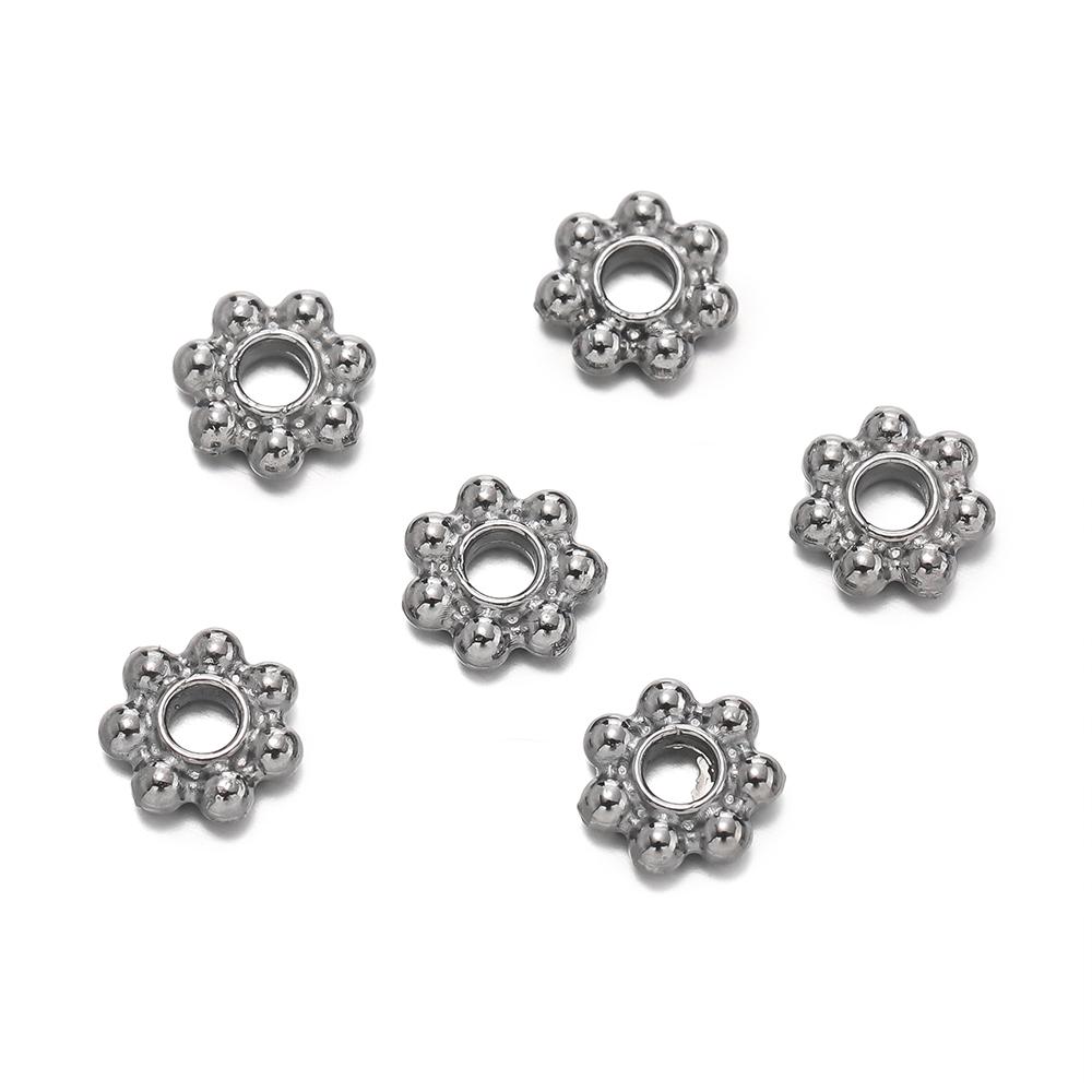 200 Stück 4/6mm Legierung Schneeflocken Perlen Blumen Abstandshalter Lose Perlen für DIY Armband Halskette Schmuckherstellung Zubehör Zubehör