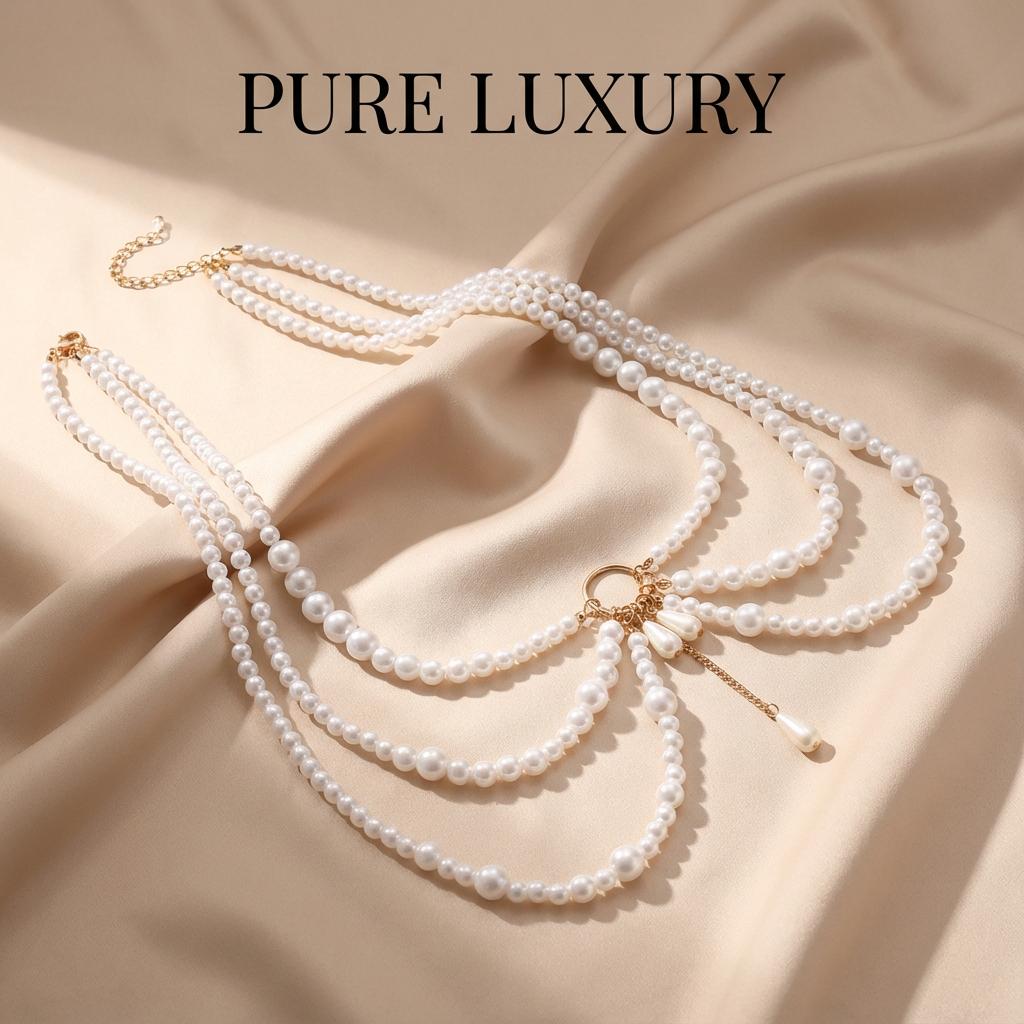 Boho Multilayer Pearl Waist Chain For Women Elegant Imitation Pearl Layered Belly Chains Summer Beach Party Bikini Body Jewelry