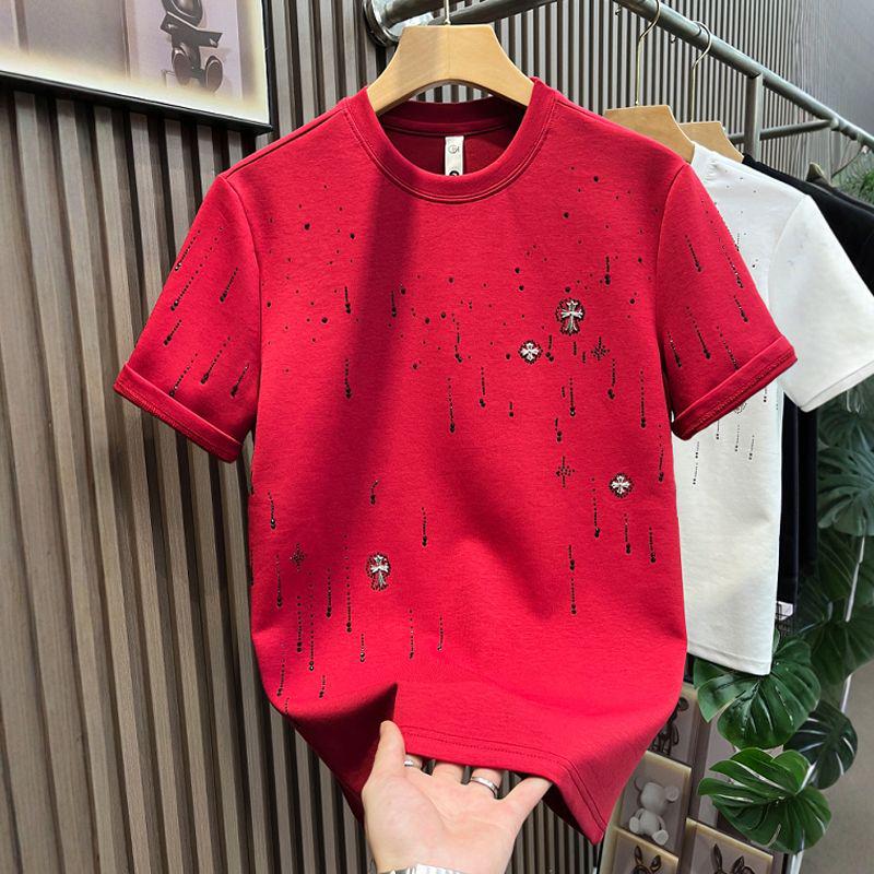 Men's Trendy Cotton Steel Letter Print T-Shirt - Summer Loose Fit, Round Neck