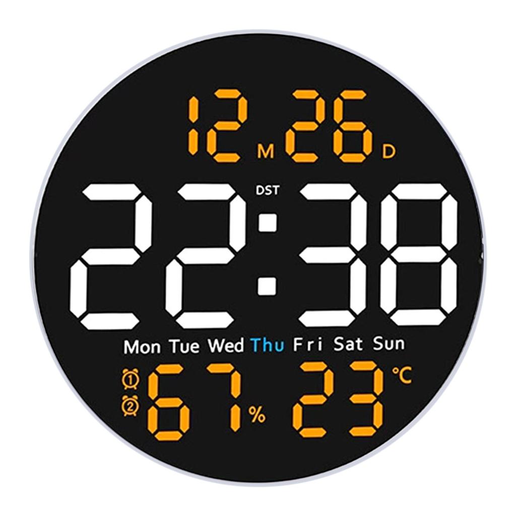 Led Clock Calendar Temperature Clock 25.5*25.5*3cm LED Wall Clock Memory Function Temperature Display Brightness Adjustment