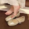 Versatile Single Shoes Light Mouth Silver Small Leather Shoes Doudou Shoes Women's 2025 Spring and Summer New French Retro Mary Jane Shoes