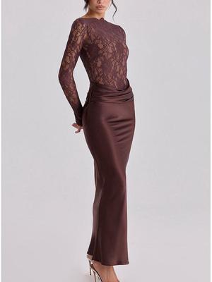 European Style Slim-Fit Mermaid Skirt: Sexy Lace Patchwork Evening Gown
